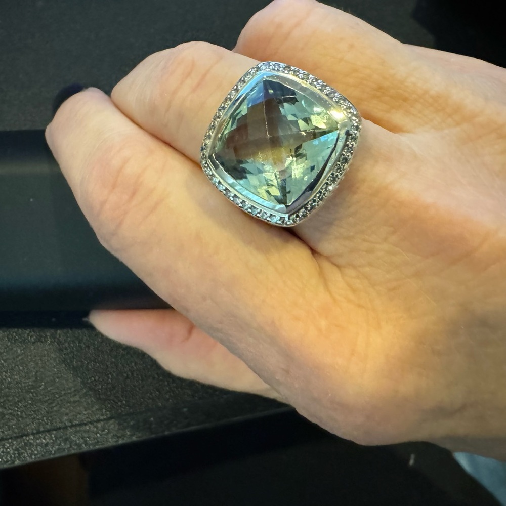David Yurman large prasiolite/diamond cocktail ring.
